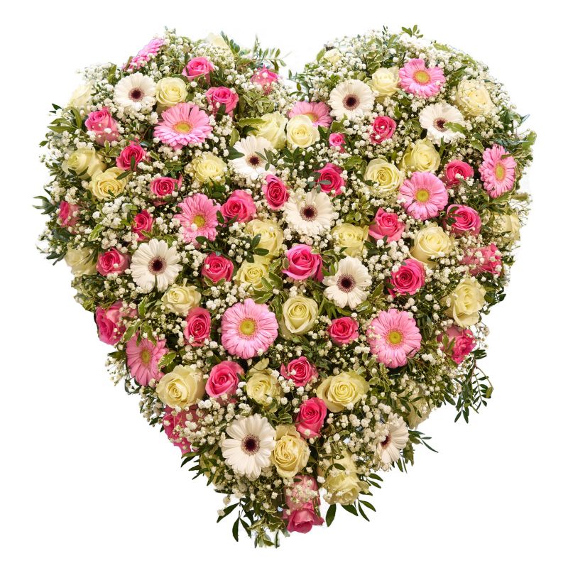 Smuteční srdce SP6 mix květů