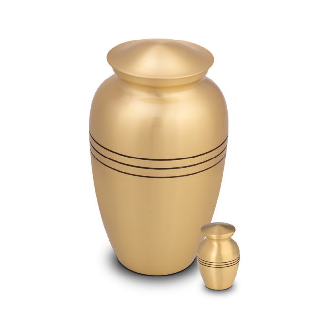Mosazná urna s mini urnou Zlatá