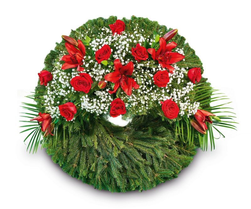 Pohřební věnec VH5 - růže a lilie