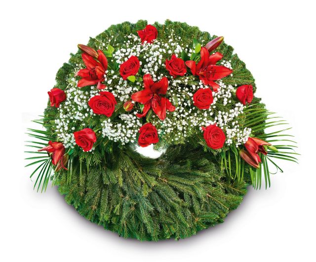 Pohřební věnec VH5 - růže a lilie