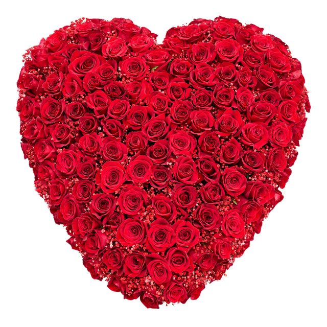 Smuteční srdce SP7 růže červená